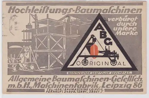 88502 Reklame Ak Allg.Baumaschinen GmbH Maschinenfabrik Leipzig 1923