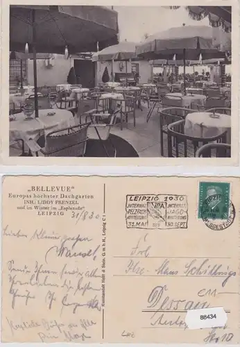 88434 Ak Leipzig 'Bellevue' Europas höchster Dachgarten 1930