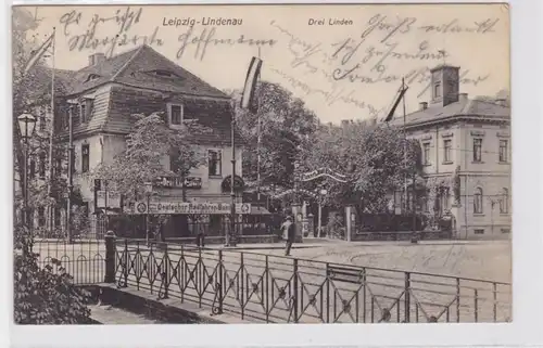 88274 Ak Leipzig Lindenau Restaurant 'Drei Linden' 1909