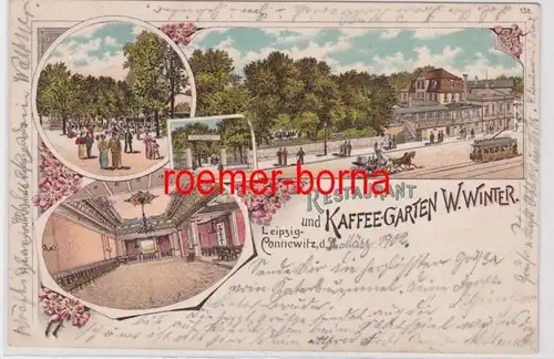 88244 Ak Lithographie Leipzig Connewitz Restaurant & Café Winter 1902