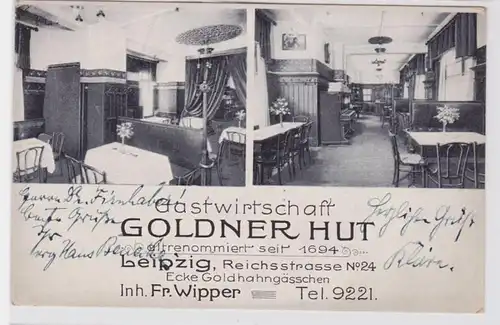 88223 Mehrbild Ak Leipzig Gastwirtschaft Goldener Hut Reichsstraße 24, 1927