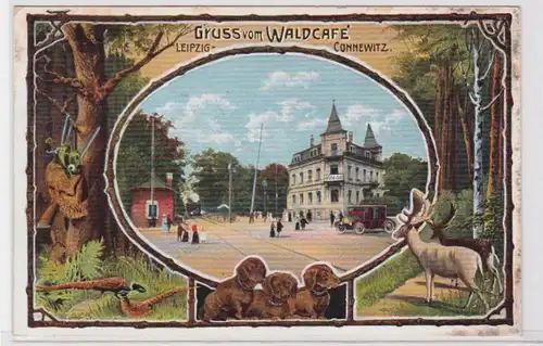 88216 Ak Gruß vom Waldcafé Leipzig Connewitz 1911