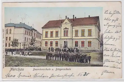 88091 AK Nerchau - Beamtenschule und Bürgerschule 1908