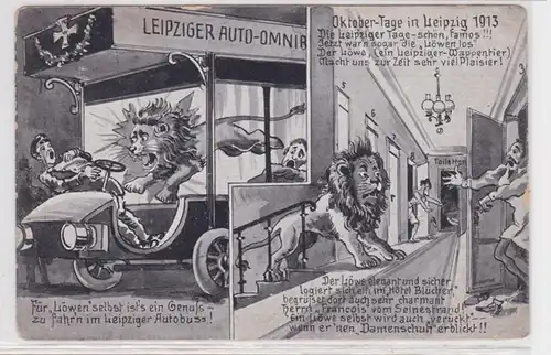 87545 AK Oktober-Tage in Leipzig 1913, Abbildungen anlässlich der Löwenjagd
