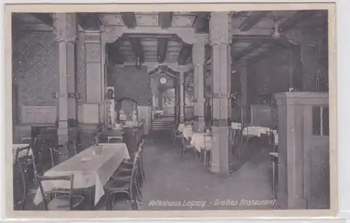 87426 AK Volkshaus Leipzig - Großes Restaurant Innenansicht um 1920