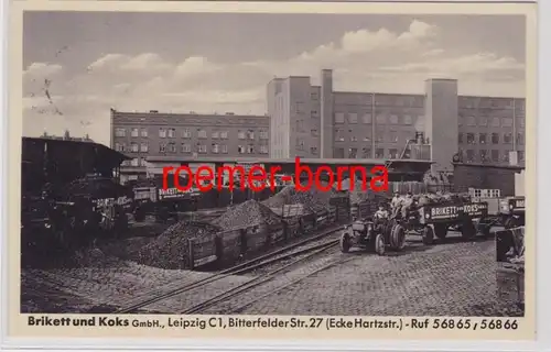 87303 Ak Leipzig Brikett und Koks Bitterfeldersztraße 2, 1938