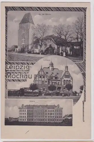 87288 Multi-image Ak Leipzig Mockau à l'église, hôtel de ville, école vers 1930