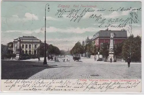 87260 AK Leipzig - Carl Tauchnitzstr. mit Villa Göhring Bahnpost 1906