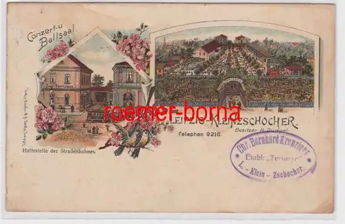 87132 Ak Lithographie Leipzig Kleinzschocher Etablissement Terrasse 1909