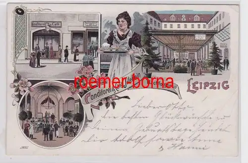 87094 Ak Lithographie Leipzig Conditorei & Café Tilebein 1902