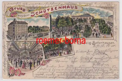 87070 Ak Lithographie Gruß aus dem Schützenhaus Leipzig Sellerhausen 1900