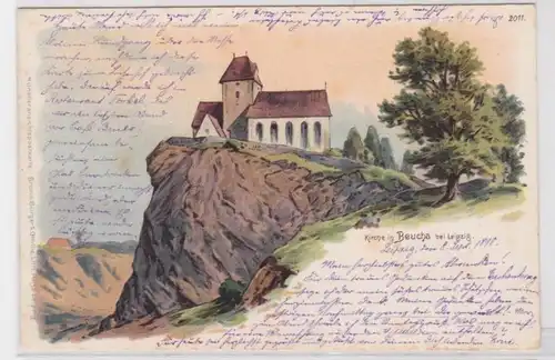 86971 AK Kirche in Beucha bei Leipzig - Kirche auf dem Berg / Fels 1898