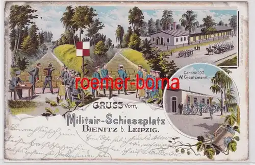 86937 Ak Lithographie Gruß vom Militär Schiessplatz Bienitz bei Leipzig 1903