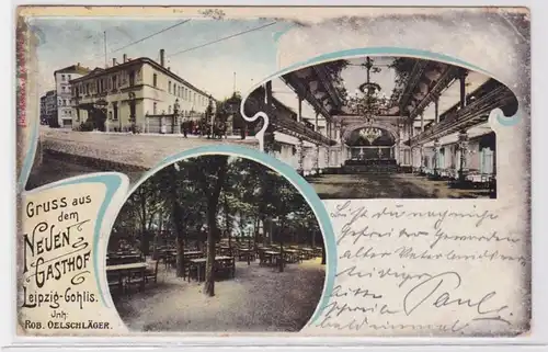 86822 Ak Gruß aus dem Neuen Gasthof Leipzig Gohlis 1910
