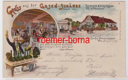 86820 Ak Lithographie Gruß aus der Gosen-Schänke Leipzig Eutritzsch 1904
