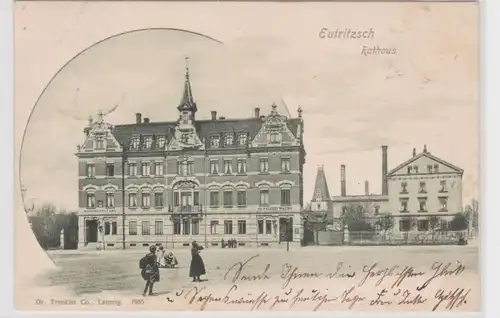 86782 Ak Eutritzsch Rathaus, Postamt und Polizei 1901