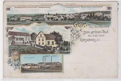 86108 Ak Lithographie Gruß aus dem Gasthof Kretzschwitz um 1900