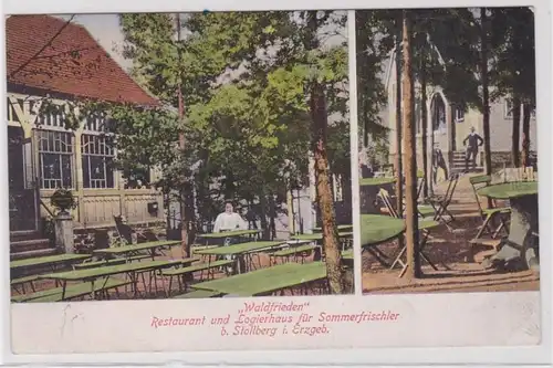 85985 AK Stollberg i. Erzgeb. - 'Waldfrieden' Restaurant und Logierhaus 1912