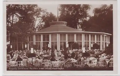 85738 Ak Leipzig Conditorei Pavillon in den Museumsanlagen 1930