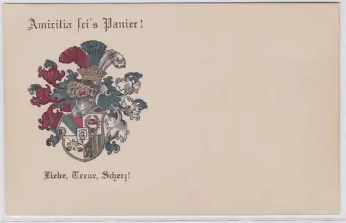 85635 Studentika Ak Leipzig 'Amicitia sei's Panier!' um 1900