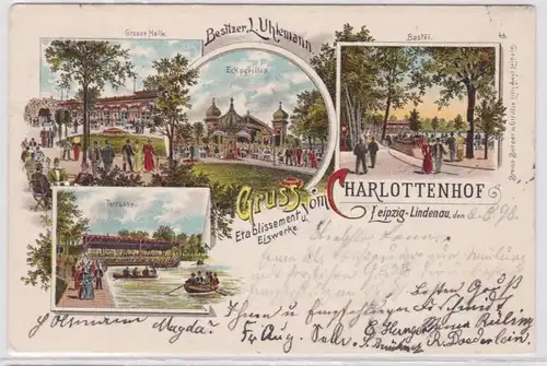 85612 Ak Lithographie Gruß vom Charlottenhof Leipzig Lindenau 1898