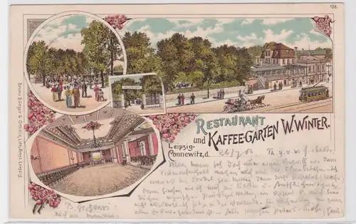 85510 Ak Lithographie Leipzig Connewitz Restaurant und Kaffee Garten 1903