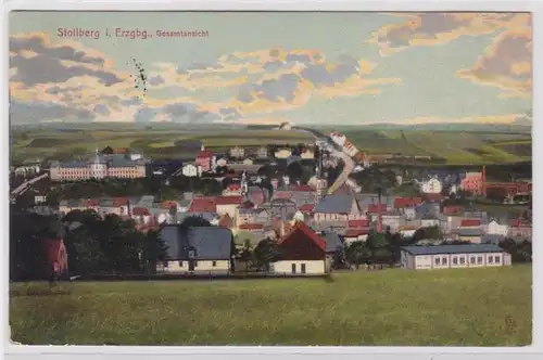 85487 AK Stollberg im Erzgebirge - Gesamtansicht mit Kirche 1910