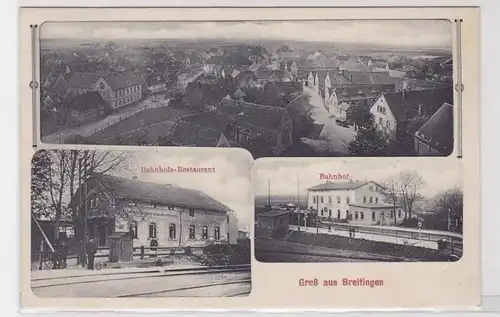 84371 Mehrbild Ak Gruß aus Breitingen Bahnhof und Restaurant 1911