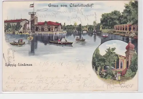 83764 Ak Lithographie Gruß vom Charlottenhof Leipzig Lindenau 1900