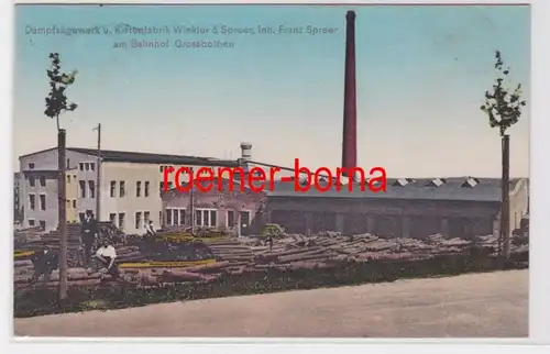 83416 Ak Dampfsägewerk & Kistenfabrik am Bahnhof Grossbothen 1912
