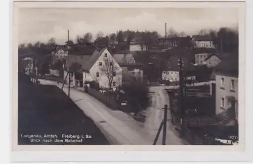 80841 Ak Langenau bei Freiberg in Sachsen Blick nach dem Bahnhof 1934