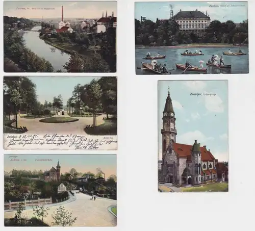 80130/5 Ak Zwickau Ortsansichten um 1910