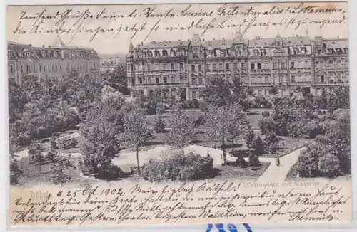 77092 Ak Döbeln Wettinplatz mit Kaserne 1902