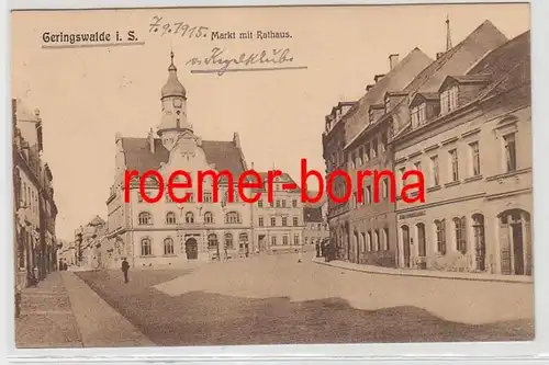 74889 Feldpost Ak Geringswalde in Sachsen Markt mit Rathaus 1915