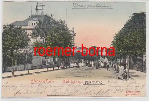 74328 Künstler Ak Grossenhain Bahnhofstrasse 1901