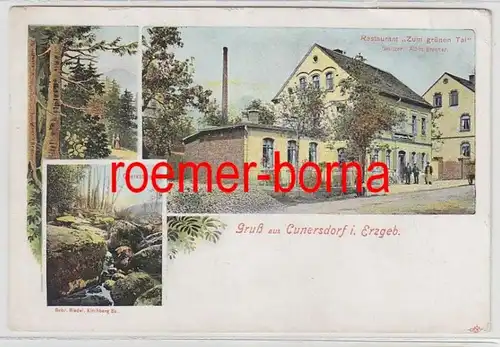 74057 Mehrbild Ak Gruß aus Cunersdorf i. Erzgeb. Restaurant Zum grünen Tal 1924