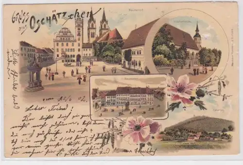 73898 Ak Lithographie Gruß aus Oschätzchen Neumarkt Klosterkirche Colmberg 1902