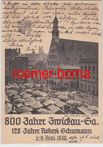 73620 Ak 800 Jahre Zwickau Sa. 125 Jahre Robert Schumann 1.-9. Juni 1935