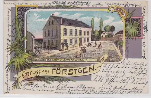 72813 Ak Lithographie Gruß aus Förstgen Gasthof zum heiteren Blick 1906