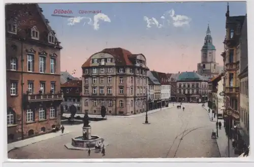 71415 Ak Döbeln in Sachsen Obermarkt 1918