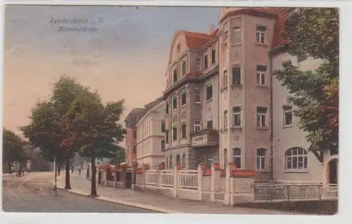 70809 Ak Reichenbach im Vogtland Bahnhofstrasse um 1910
