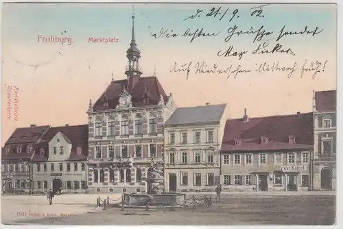 69672 Ak Frohburg Marktplatz mit Geschäften 1902