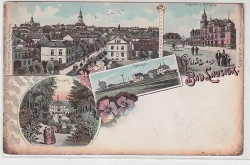 69460 Ak Lithographie Gruß aus Bad Lausick um 1900