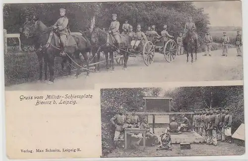 69234 Mehrbild Ak Gruß vom Militär Schiessplatz Bienitz bei Leipzig 1908
