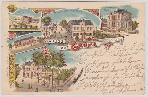 69223 Ak Lithographie Salutation de Grüna en Saxe 1901