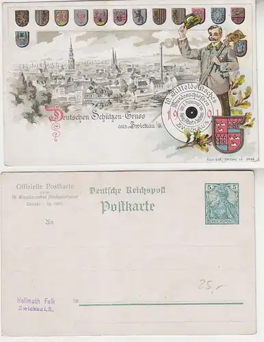 69221 Ganzsachen Ak 19.Mitteldeutsches Bundesschießen Zwickau in Sachsen 1901