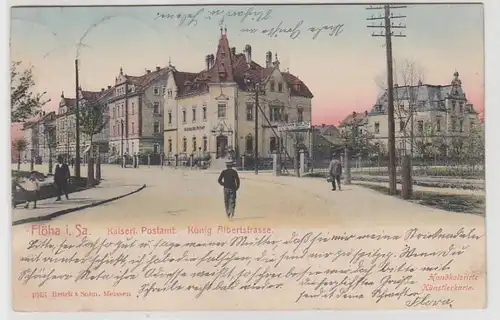 69077 Ak Flöha kaiserliches Postamt König Albertstrasse 1905