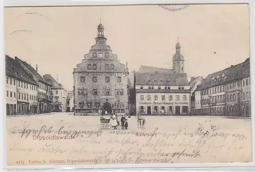 68966 Ak Dippoldiswalde Marktplatz Kolonialwarengeschäft 1902