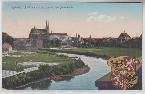 68797 Wappen Ak Görlitz Blick auf die Altstadt mit der Peterskirche 1915