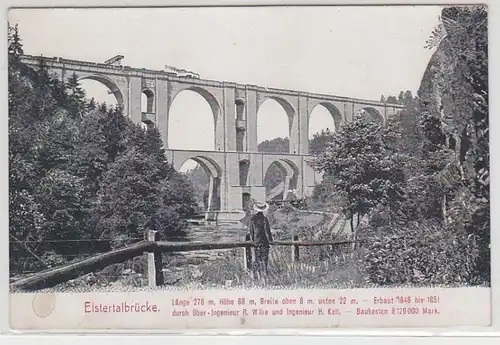 68460 Patent Ak Elstertalbrücke mit Eisenbahn um 1910